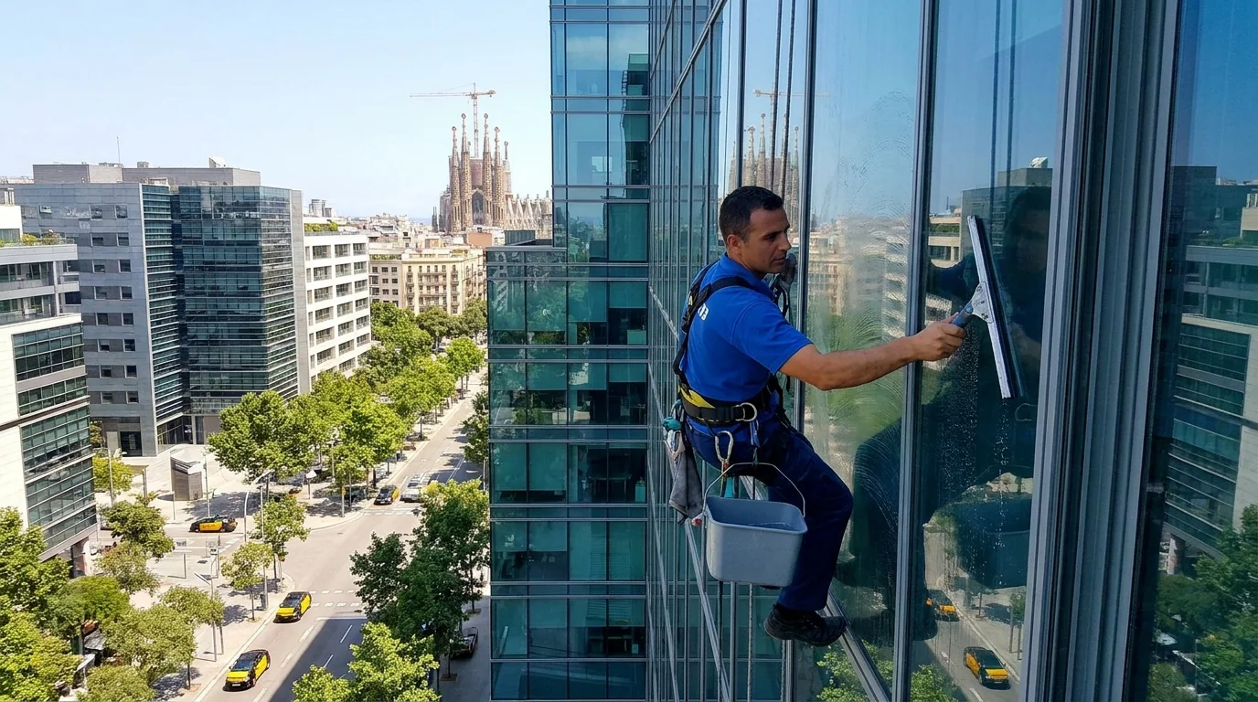 Limpieza profesional de cristales y ventanas en Barcelona